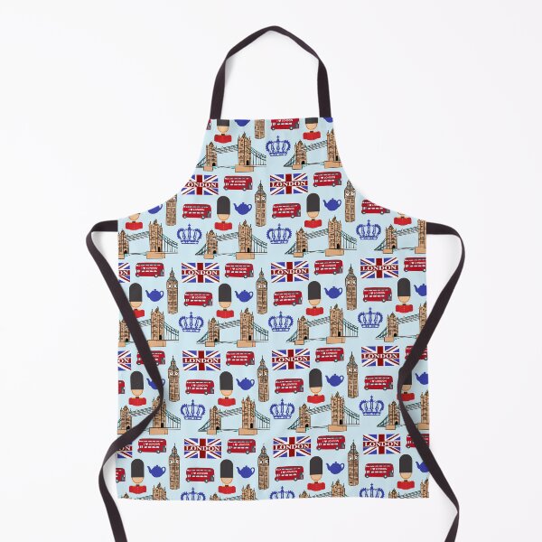 Item preview, London Highlights - Blue | Big Ben, Tower Bridge, Red Bus, Crown, Guard, Flag and Teapot Pattern designed and sold by Lindsay Marie Patterns.