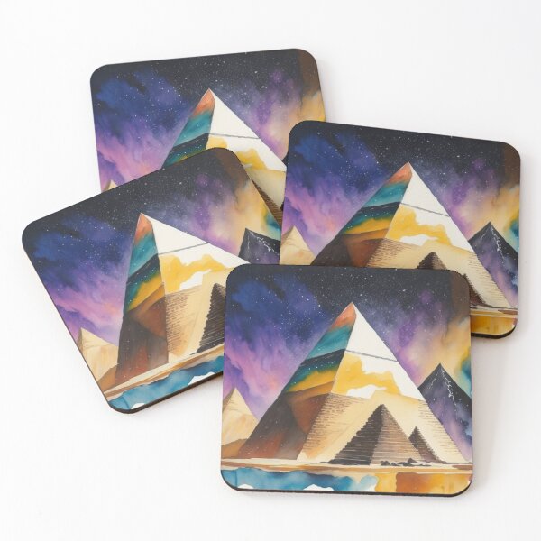 Item preview, Pyramids of Giza, Egypt, watercolor painting with Milky way Galaxy design designed and sold by Meena-tta.