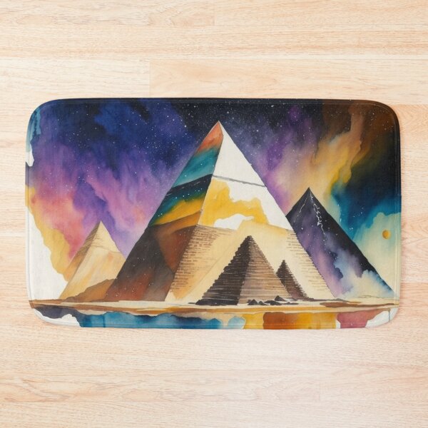 Item preview, Pyramids of Giza, Egypt, watercolor painting with Milky way Galaxy design designed and sold by Meena-tta.