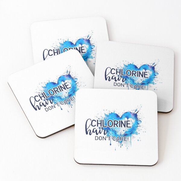 Item preview, chlorine hair dont care! with a blue watercolor heart splash designed and sold by EmeraldeaArt.