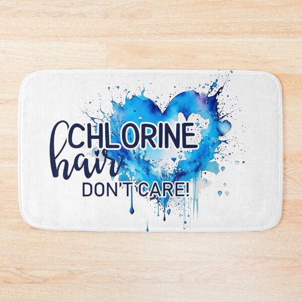 Item preview, chlorine hair dont care! with a blue watercolor heart splash designed and sold by EmeraldeaArt.