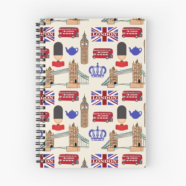 Item preview, London Highlights - Cream | Big Ben, Tower Bridge, Red Bus, Crown, Guard, Flag and Teapot Pattern designed and sold by Lindsay Marie Patterns.