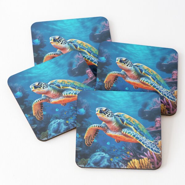 Item preview,  Vibrant color sea turtle digital print in a variety of mediums designed and sold by dcrc.