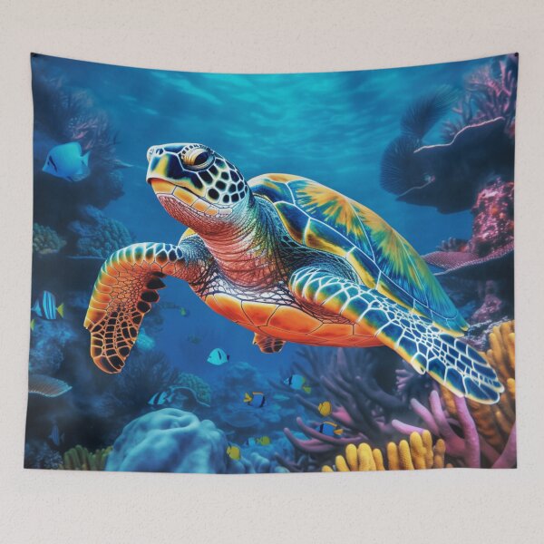 Item preview,  Vibrant color sea turtle digital print in a variety of mediums designed and sold by dcrc.