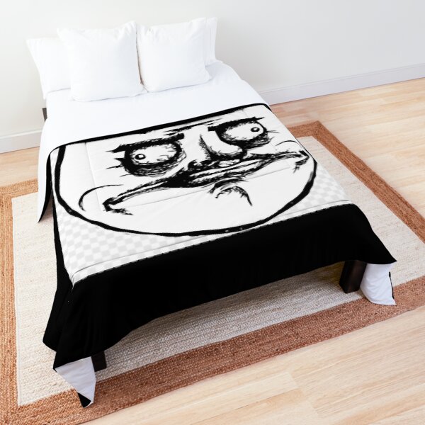 Twin Size Fitted Sheet,Grumpy Internet Troll Face with Trippy