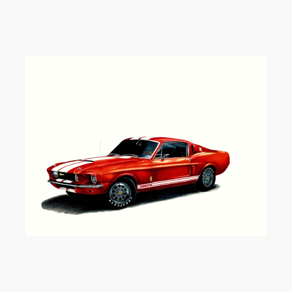 Colored pencil drawing of Ford Mustang GT350 Shelby from 1967 Poster for  Sale by pik-projekt