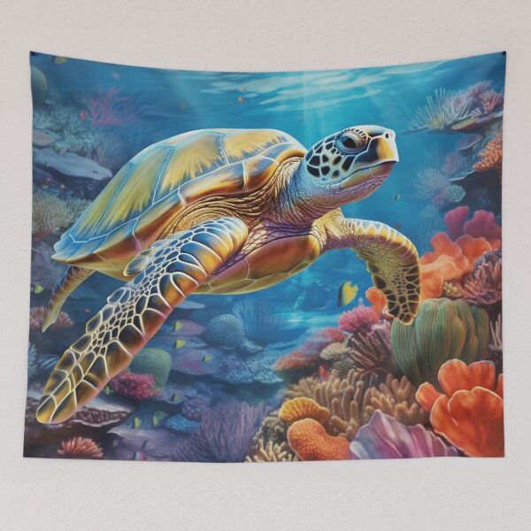 Item preview,  Vibrant color sea turtle digital print in a variety of mediums designed and sold by dcrc.