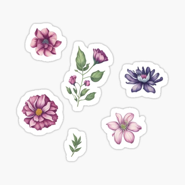 Little Colorful Flowers Stickers Sticker for Sale by DimHel2