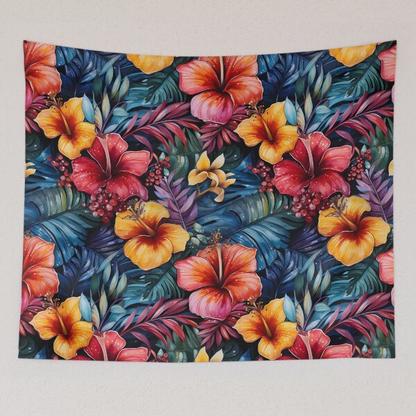 Item preview, Hibiscus Serenade: Tropical Leaves Seamless Pattern Delight designed and sold by Moo7shop.