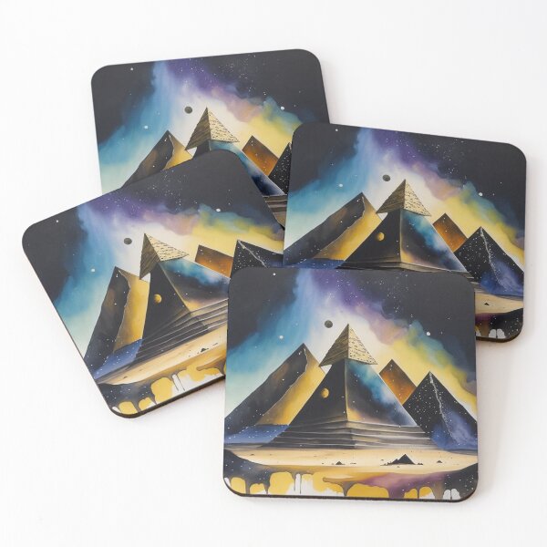 Item preview, Pyramids of Giza, Egypt, watercolor painting with Milky way Galaxy design designed and sold by Meena-tta.
