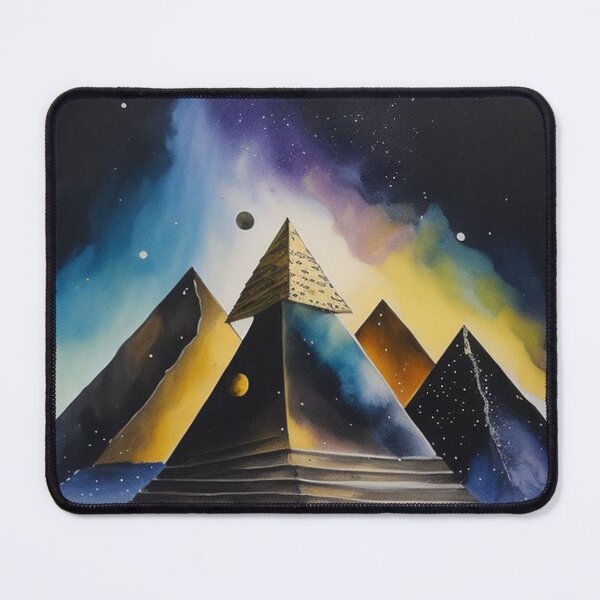 Item preview, Pyramids of Giza, Egypt, watercolor painting with Milky way Galaxy design designed and sold by Meena-tta.