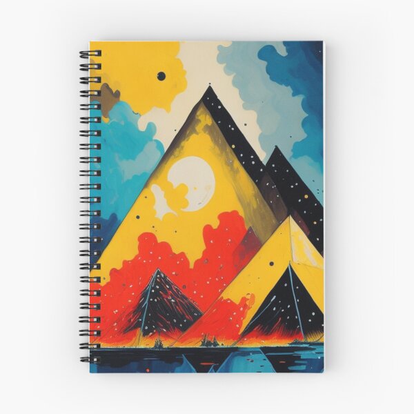 Item preview, Pyramids of Giza, Egypt, watercolor painting in primary color design designed and sold by Meena-tta.
