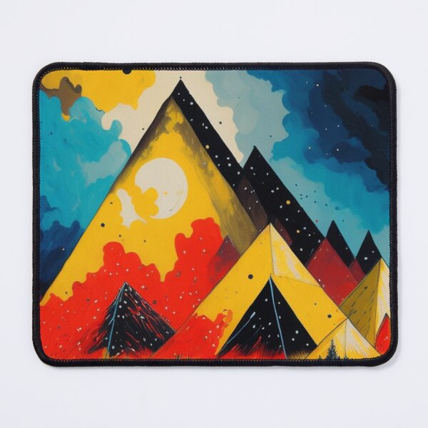 Item preview, Pyramids of Giza, Egypt, watercolor painting in primary color design designed and sold by Meena-tta.