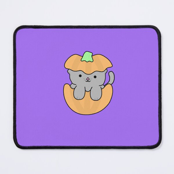 Item preview, cute grey kitty in halloween pumpkin designed and sold by taytaydesigns.