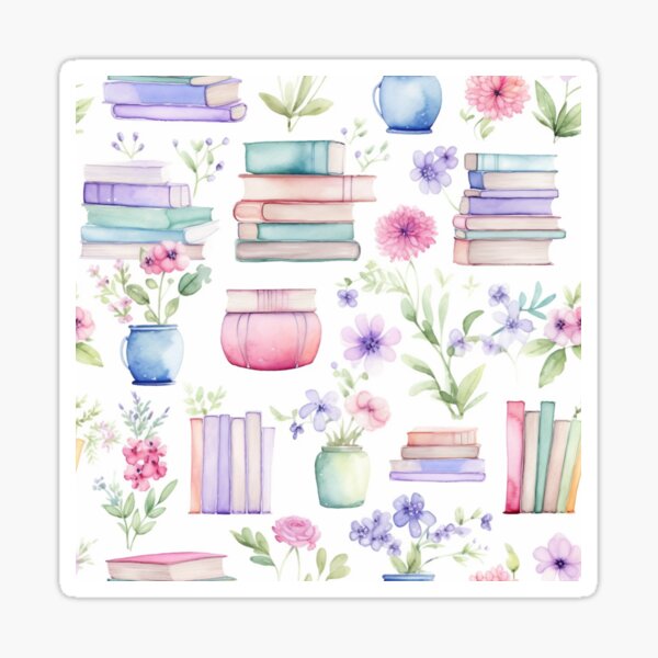 Item preview, books seamless pattern Sticker designed and sold by DreamyGallery.