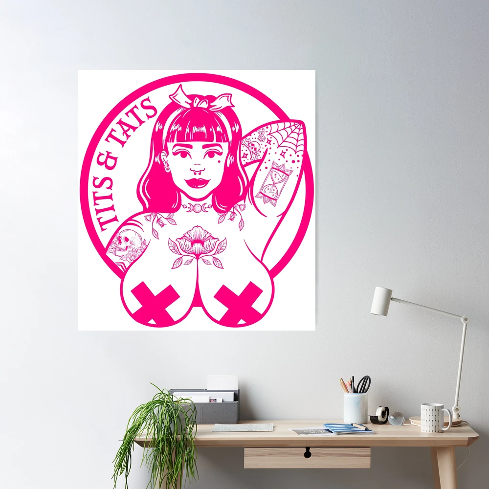 Pink Tits and Tats Big Boobs and Tattoos Pinup Girl Poster for Sale by  partysparkle