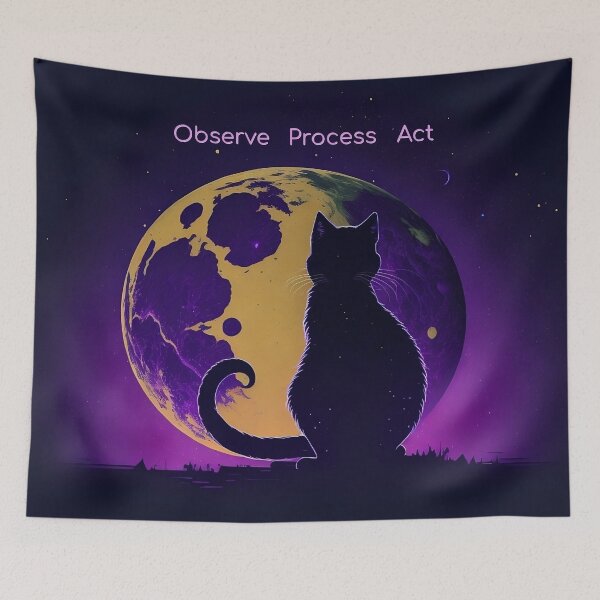 Item preview, Cat watching the Moon. Observe. Process. Act. designed and sold by elearah1.