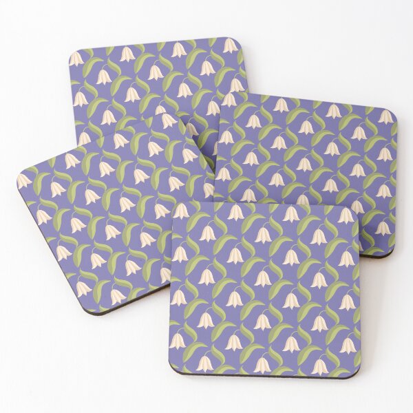 Item preview, Bell Blossoms - Delicate Spring Flowers - snowdrop, bluebell, tulip, harebell - cream on purple Background - shw1021 d designed and sold by Shiny Happy World.