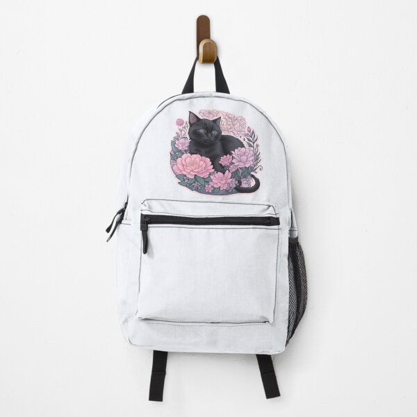 Item preview, Cute floral black cat designed and sold by BacalhanzZz.