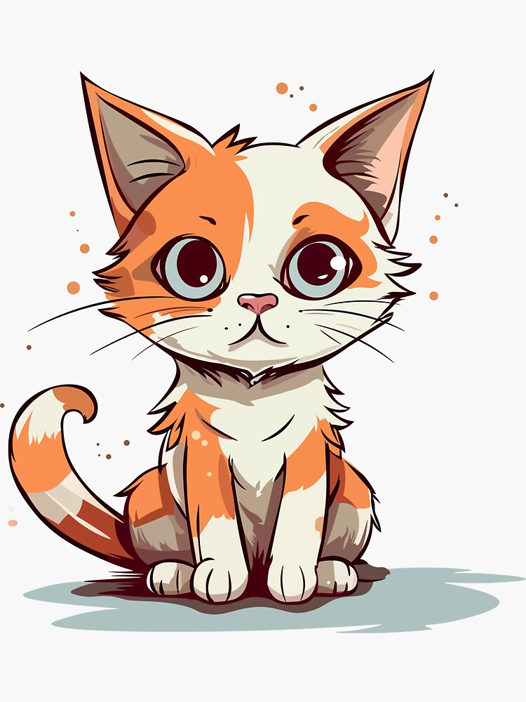 Sticker for Sale avec l'œuvre « Illustration d'un chat roux de