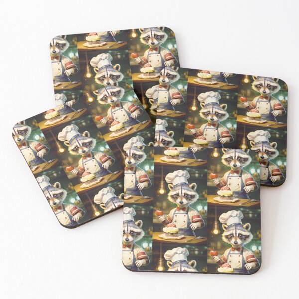 Item preview, A cute chef raccoon baking cup cakes designed and sold by Pelzi100.