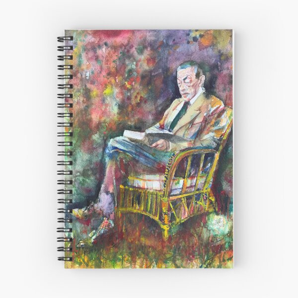 Item preview, SERGEI RACHMANINOFF reading in the garden - watercolor portrait designed and sold by lautir.