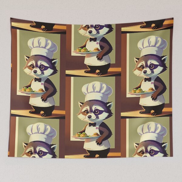 Item preview, A cute chef raccoon working in a kitchen designed and sold by Pelzi100.