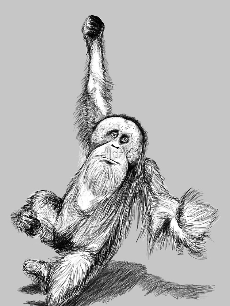 Disover Bornean Orangutan Endangered Species Drawing | iPhone Case