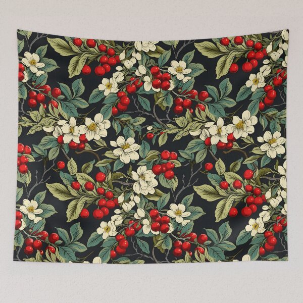 Item preview, An illustration of an Apple Tree in September in all its glory, with detailed depiction of ripe apples in vibrant colors contrasted to all white flowers, dark green leaves to yellowish green leaves designed and sold by ignasirus.