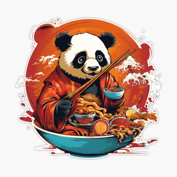 Panda Eat Ramen Cute Kawaii | Sticker
