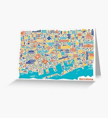 Barcelona City Map Poster Greeting Card