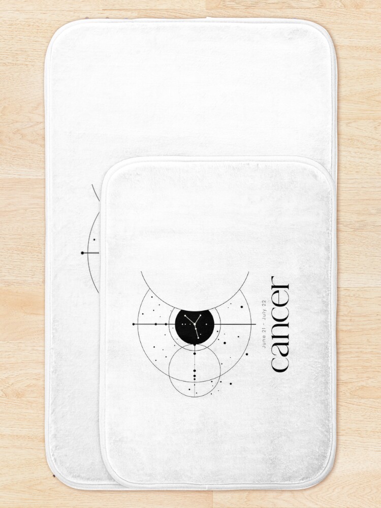 Discover Black and White Minimalist Cancer Zodiac Constellation Astrology | Bath Mat