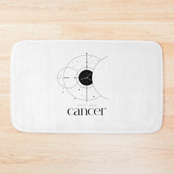 Disover Black and White Minimalist Cancer Zodiac Constellation Astrology | Bath Mat