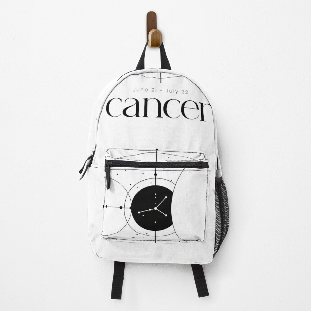 Discover Black and White Minimalist Cancer Zodiac Constellation Astrology | Backpack
