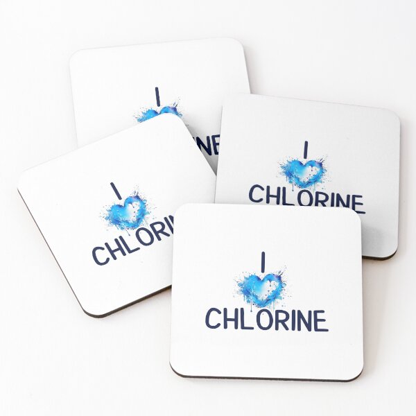 Item preview, I love chlorine - blue aquarelle heart of the pool  designed and sold by EmeraldeaArt.