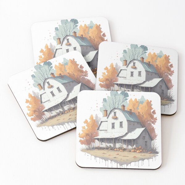 Item preview, Autumn countryside with farm barn; Illustration of rural landscape of farmland with wooden shed  designed and sold by Victoria Riabov.