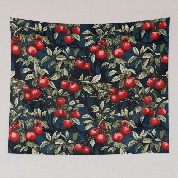 Item preview, "Crimson Harvest: A Tree Laden with Goodness"—an autumn composition in crimson and the last of the green leaves on dark background in a season called Harvest designed and sold by ignasirus.