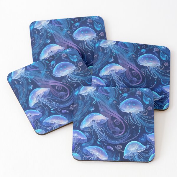 Item preview,  Seamless pattern glowing opal  jellyfish designed and sold by Five Seventy Five.
