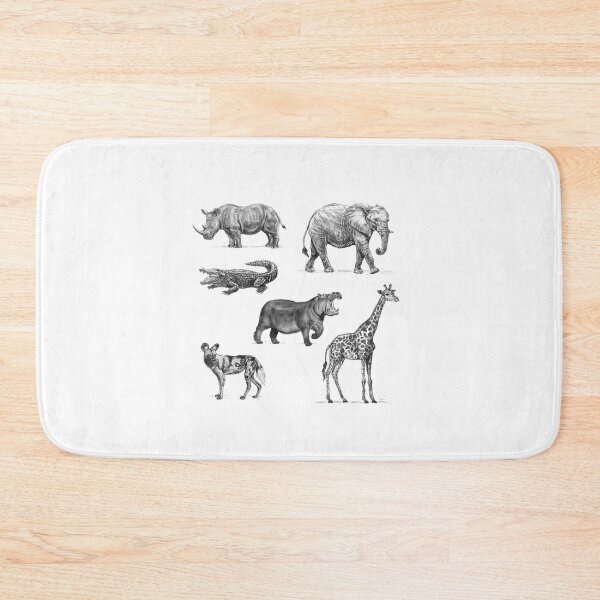 Item preview, African Animals Safari Design (Rhino, Elephant, Giraffe, Hippo, Crocodile, African Wild Dog) [Realistic Artwork] designed and sold by flypigart.