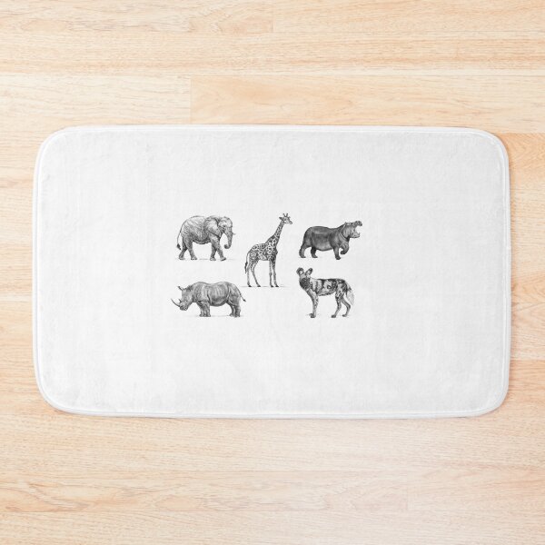 Item preview, Five African Animals Safari Design (Elephant, Rhino, Giraffe, Hippo, African Wild Dog) [Realistic Artwork] designed and sold by flypigart.