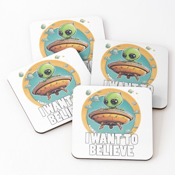 Item preview, I WANT TO BELIEVE cute alien in spaceship designed and sold by Backcorner.