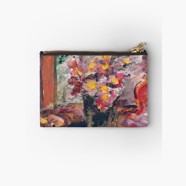 Item preview, Corinth Lovis Flower Vase on a Table Bright Cheerful Still Life Watercolor  designed and sold by chillchar1234.