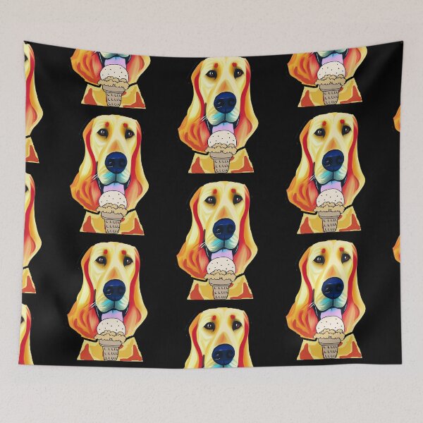 Artikelvorschau, Lustiger Golden Retriever Hund, der Eiscreme isst entworfen und verkauft von Nature's Fancy.