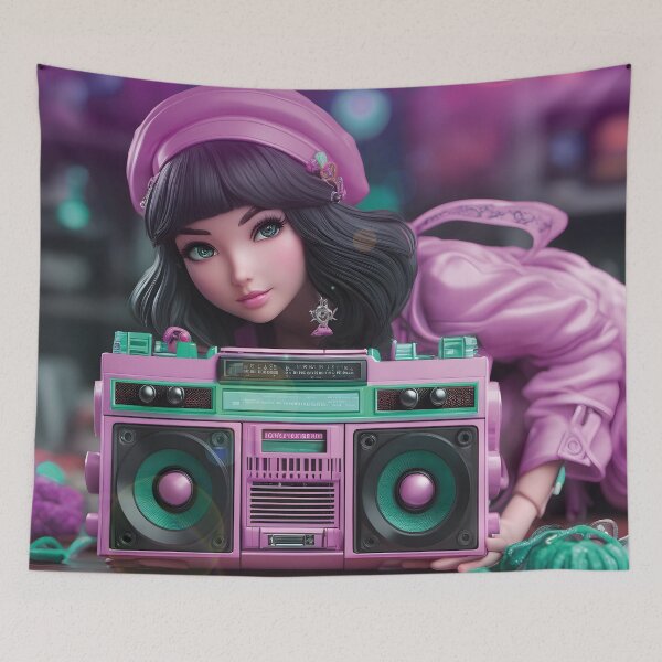 Item preview, Chica japonesa con ghetto blaster, años 80, sexy. designed and sold by Mauswohn.