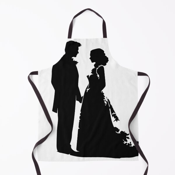Item preview, Black silhouette of a man and woman in wedding attire getting married designed and sold by janedewaard.