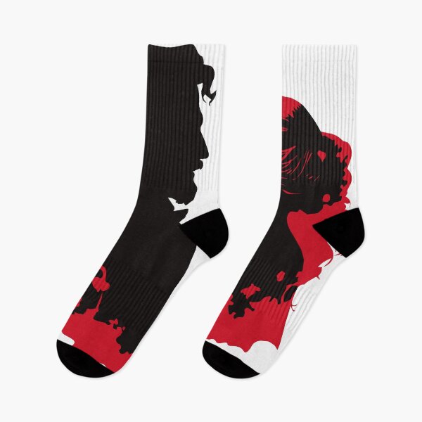 Item preview, Black and red silhouette of a man and woman in wedding attire getting married designed and sold by janedewaard.