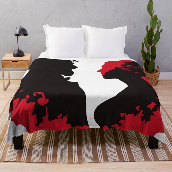 Item preview, Black and red silhouette of a man and woman in wedding attire getting married designed and sold by janedewaard.