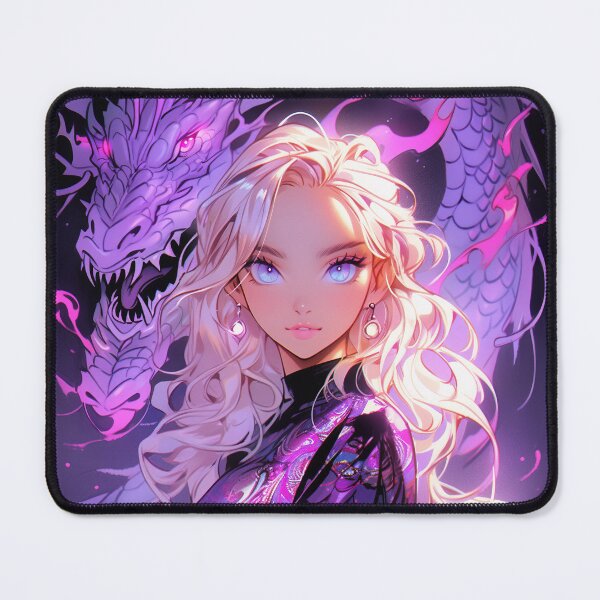 Item preview, Beautiful Purple Anime Girl and Dragon designed and sold by bubblegoth.