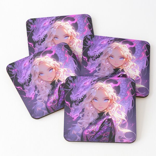 Item preview, Beautiful Purple Anime Girl and Dragon designed and sold by bubblegoth.