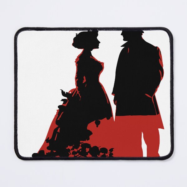 Item preview, Black and red silhouette of a man and woman in wedding attire getting married designed and sold by janedewaard.